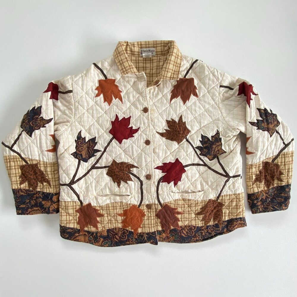 Patch Magic Reversible Quilted Cotton Jacket Autumn Leaf Plus Sz - Picture 8 of 12
